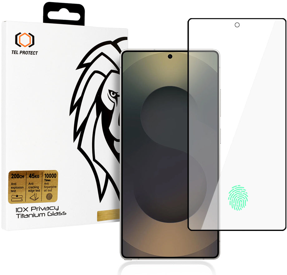 Tel Protect 10X Plus Titanium privacy-schermbeschermer voor Samsung Galaxy S25 Ultra S938, gehard glas, volledige kleeflaag