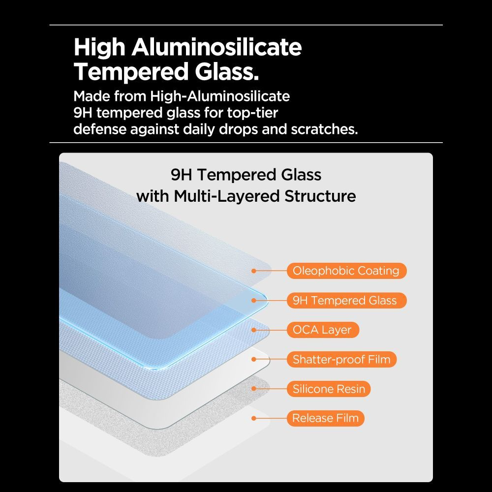 Beschermfolie Scherm Spigen GlastR Align Master Slim voor Apple iPhone 17 Pro Max, Gehard Glas, Volledige Lijm, Set van 3 stuks AGL10099