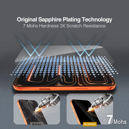Tel Protect 10X HD DLC Diamond Coating schermbeschermer voor Apple iPhone 18 Pro / 17 Pro, gehard glas, volledige kleeflaag, zwart