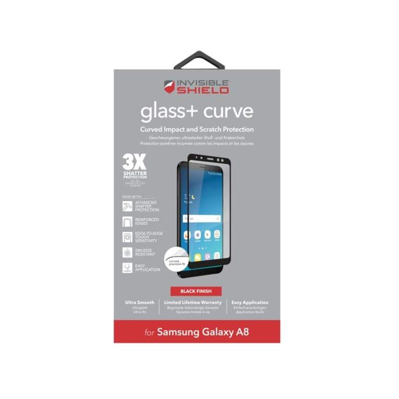 Zagg Glass Curve Screen Protector voor Samsung Galaxy A8 A800, Glass Shield, Volledig gelijmd, Zwart 200101437 