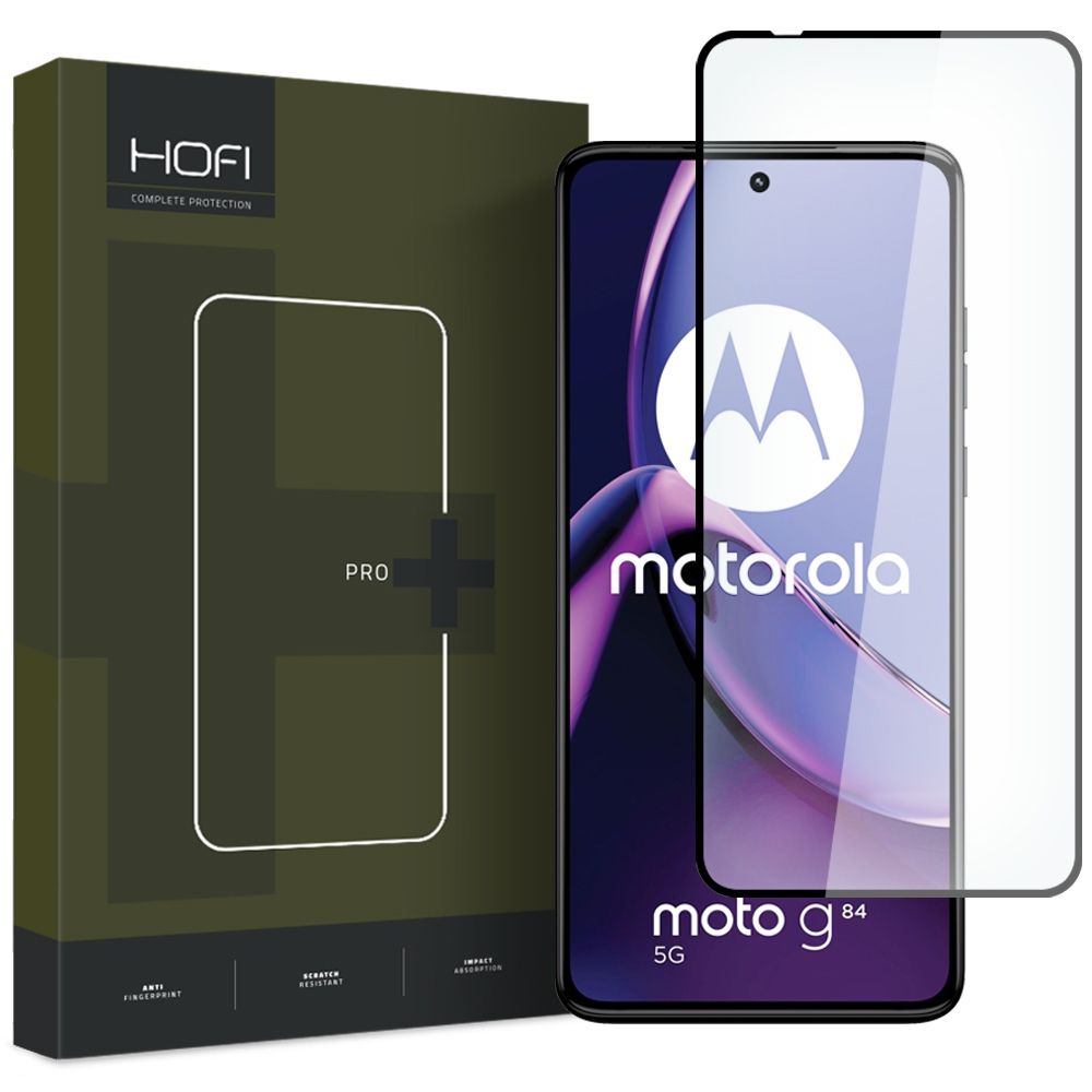 Schermbeschermer HOFI PRO+ voor Motorola Moto G84, Beschermende Schermfolie, Glas, Volledig gelijmd, Zwart 