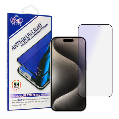 OEM Anti Blue Light Screen Protector for Apple iPhone 16 Plus, Tempered Glass, Full Glue, Black