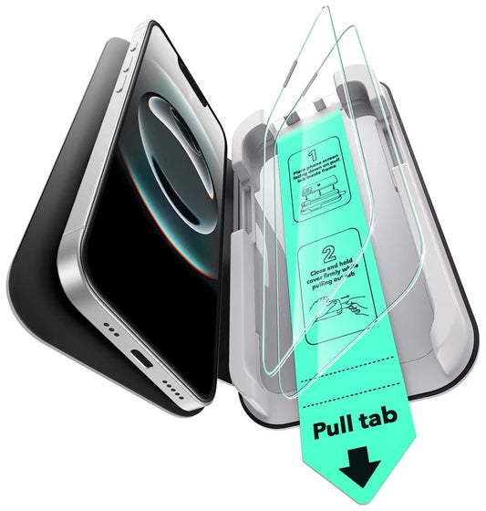 ESR Ultrafit schermbeschermfolie voor Apple iPhone 17e / 16e / 14 / 13 Pro, Gehard Glas, Volledige Lijm, Set van 2 stuks