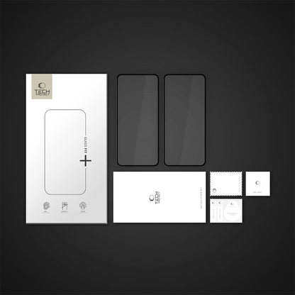 Beschermfolie Tech-Protect FIT+ voor Motorola Moto G56, Gehard Glas, Volledige Lijm, Set van 2 stuks, 2.5D, Zwart