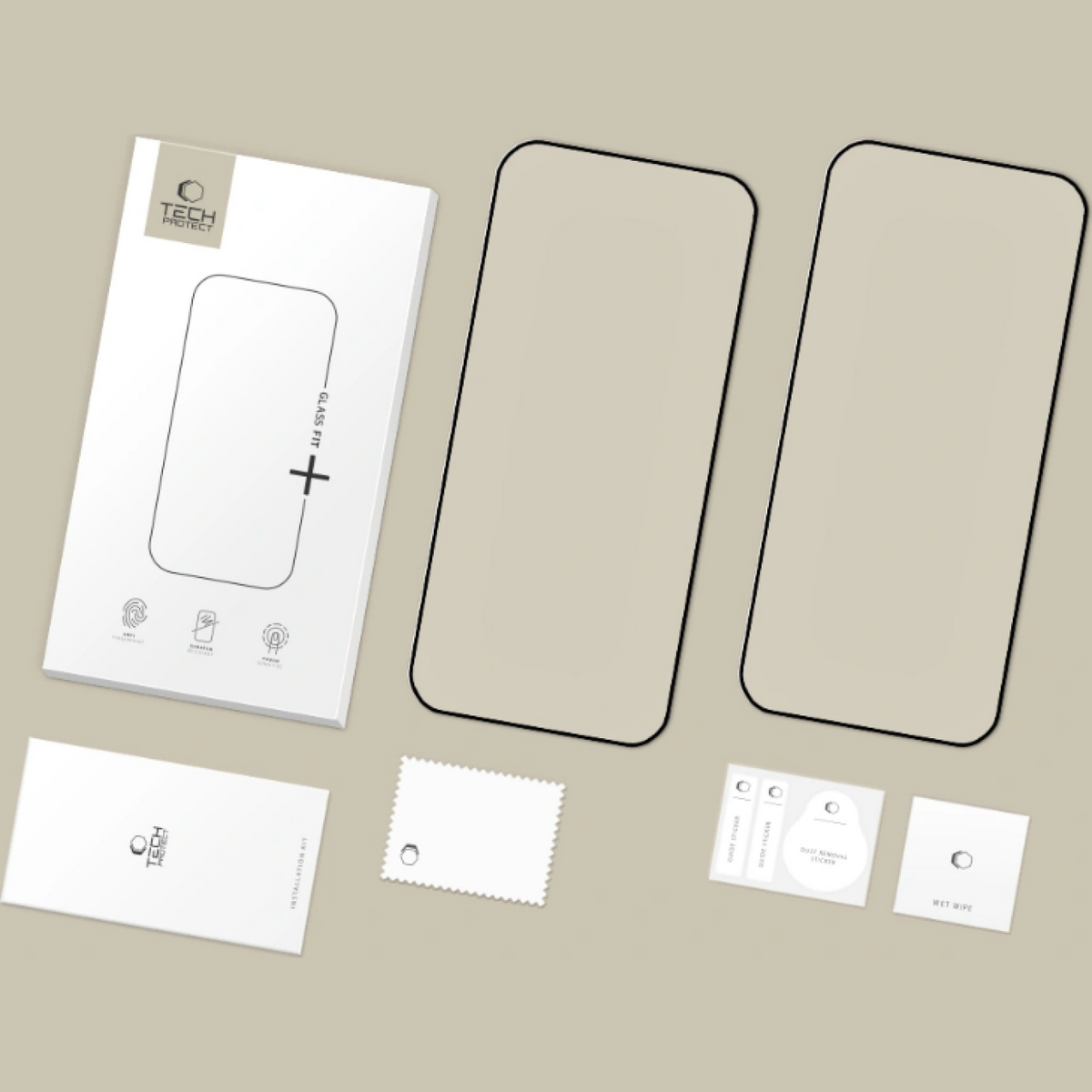 Tech-Protect FIT+ schermbeschermfolie voor Xiaomi Poco F8 Ultra, gehard glas, volledige lijm, set van 2 stuks, 2.5D, zwart