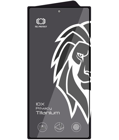 Tel Protect 10X Plus Titanium privacy-schermbeschermer voor Samsung Galaxy S25 Ultra S938, gehard glas, volledige kleeflaag