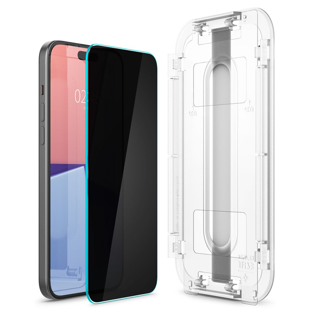 Spigen EZ FIT Privacy Screen Protector voor Apple iPhone 15 Pro Max, beschermend glas, volledig gelijmd, 2,5D AGL07118 AGL07118 