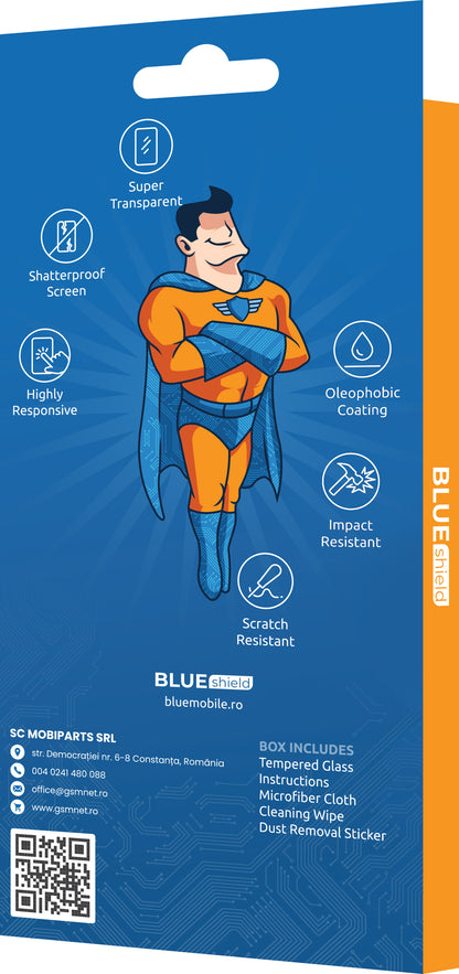 Beschermfolie Blue Shield voor Xiaomi Poco C75 5G / C75 / Redmi 14C, Gehard Glas, Volledige Lijm, Hoesvriendelijk, Zwart