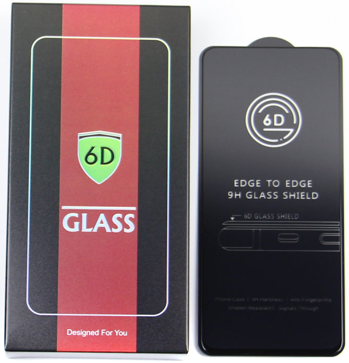 OEM schermbeschermfolie voor Apple iPhone 17e / 16e / 14 / 13 Pro, gehard glas, volledige lijm, set van 10 stuks, 6D, zwart