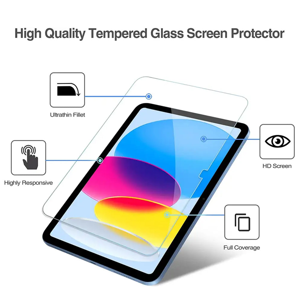 Clear Lito Classic schermbeschermfolie voor Apple iPad (2025) / (2022), gehard glas, volledige lijm, 2.5D