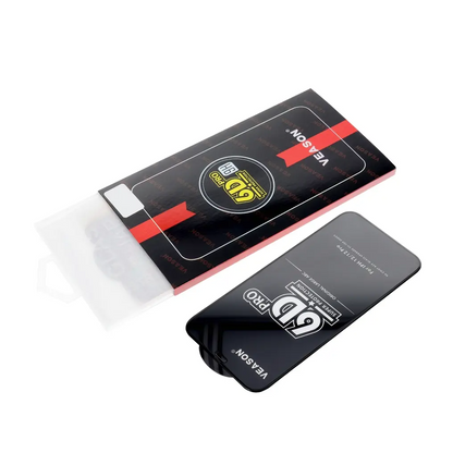 Veason PRO schermbeschermfolie voor Apple iPhone 17 / 16 Pro, gehard glas, volledige lijm, 6D, zwart