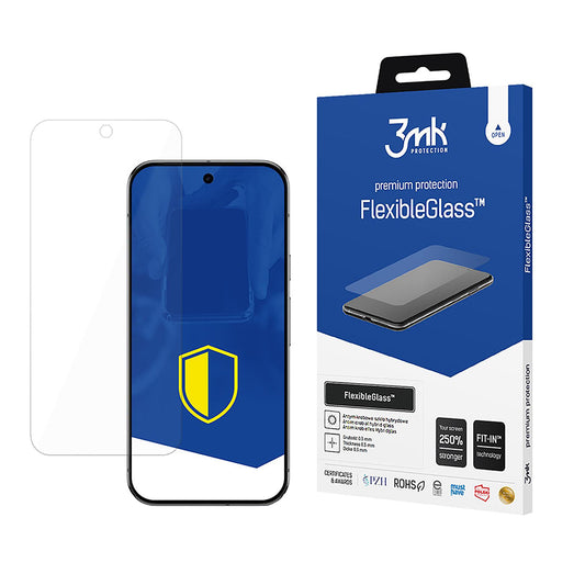 3MK FlexibleGlass schermbeschermfolie voor Google Pixel 9 Pro XL, Flexibel Glas, Volledige Lijm