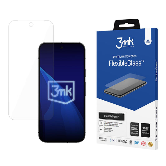 3MK FlexibleGlass schermbeschermfolie voor Google Pixel 9a, Flexibel Glas, Volledige Lijm