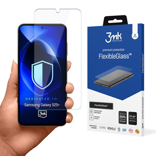 3MK FlexibleGlass schermbeschermfolie voor Samsung Galaxy S25+ S936, Flexibel Glas, Volledige Lijm