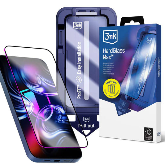 3MK HardGlass Max schermbeschermfolie voor Apple iPhone 18 Pro / 17 Pro, gehard glas, volledige lijm, zwart