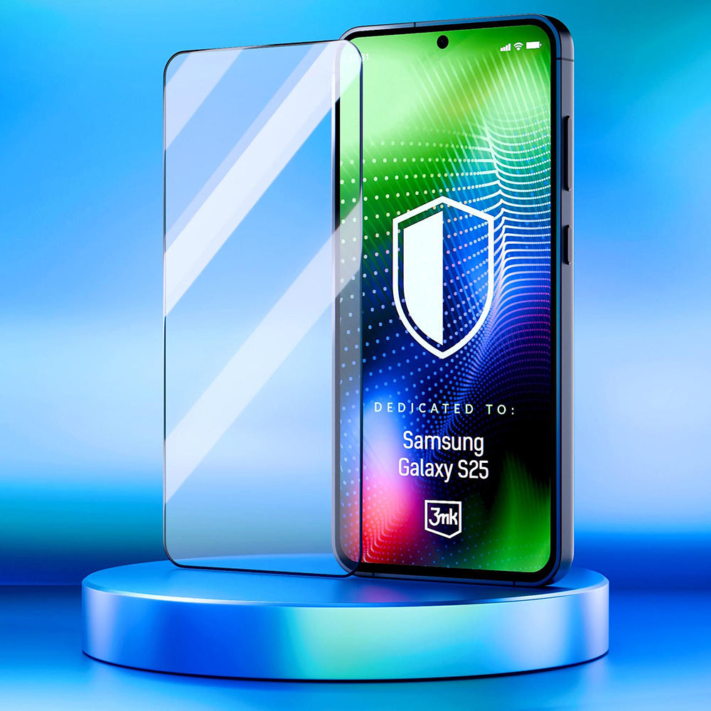 3MK Hardy Ultra schermbeschermfolie voor Samsung Galaxy S25 S931, gehard glas, full glue, zwart