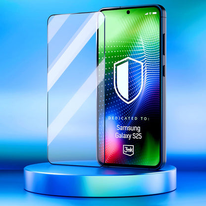 3MK Hardy Ultra schermbeschermfolie voor Samsung Galaxy S25 S931, gehard glas, full glue, zwart