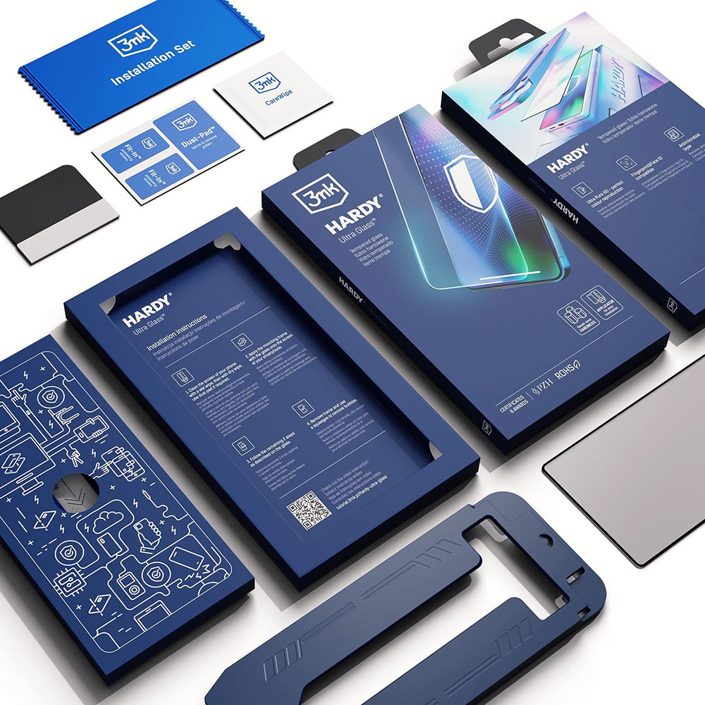 3MK Hardy Ultra schermbeschermfolie voor Samsung Galaxy S25 Ultra S938, gehard glas, full glue, zwart