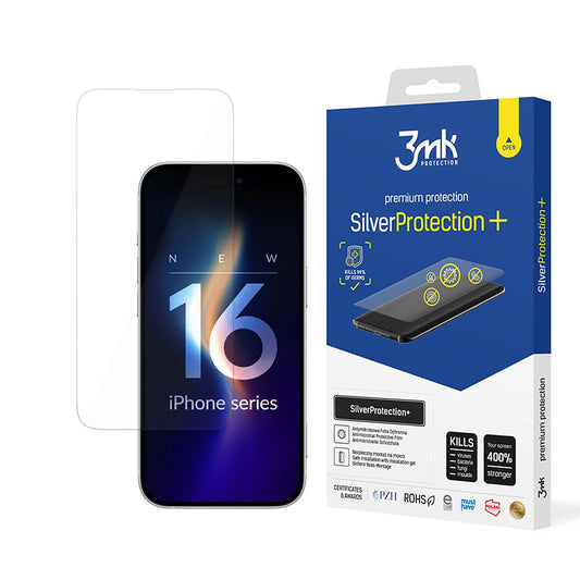 3MK Silver Protect+ schermbeschermer voor Apple iPhone 16 Pro, plastic
