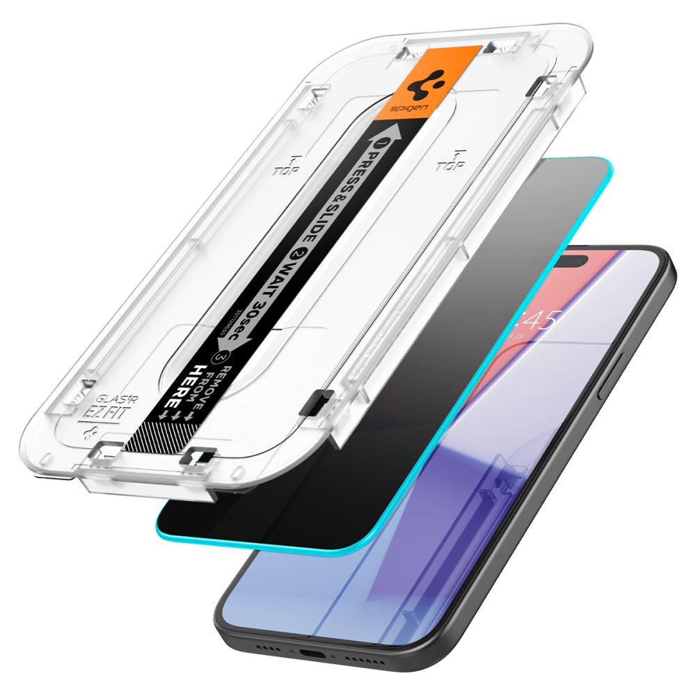 Spigen EZ FIT Privacy Screen Protector voor Apple iPhone 15 Pro Max, beschermend glas, volledig gelijmd, 2,5D AGL07118 AGL07118 