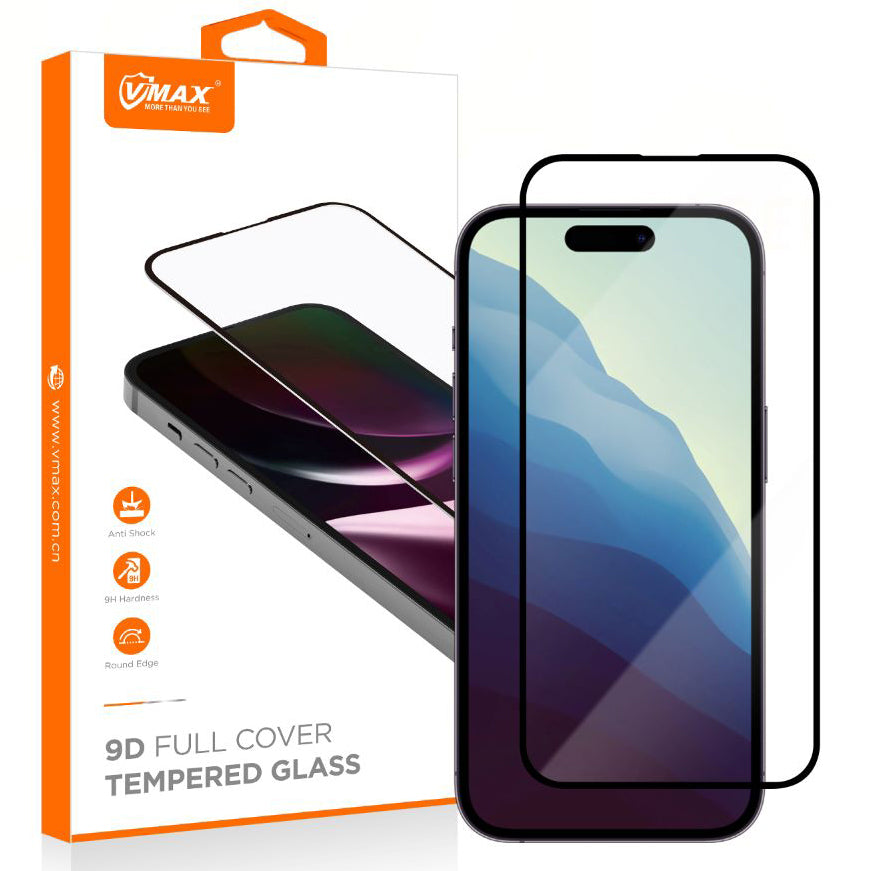 Screen Protector Vmax voor Samsung Galaxy S24+ S926, Beschermende Screen Protector, Volledig gelijmd, 9D, Zwart