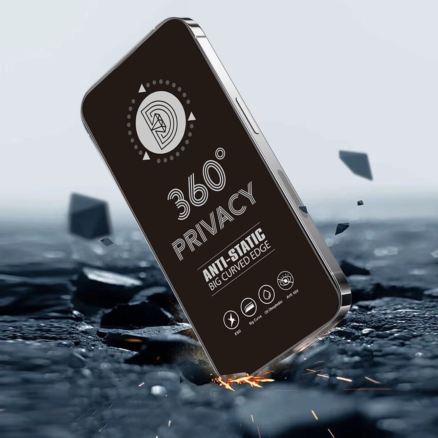 Privacy schermbeschermfolie OEM 360 voor Samsung Galaxy A37 5G, gehard glas, volledige lijm