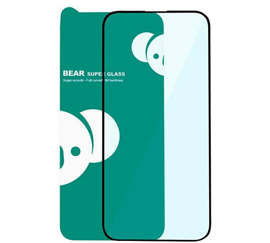 Bear Super Hard schermbeschermfolie voor Apple iPhone 18 Pro / 17 Pro / 17 / 16 Pro, gehard glas, volledige lijm, 3D, zwart