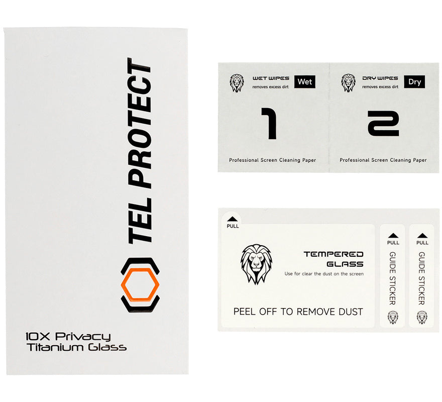 Privacy-schermbeschermer Tel Protect 10X Plus Titanium voor Apple iPhone 17 Pro Max, gehard glas, volledige kleeflaag