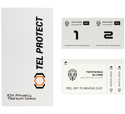 Privacy-schermbeschermer Tel Protect 10X Plus Titanium voor Apple iPhone 17 Pro Max, gehard glas, volledige kleeflaag