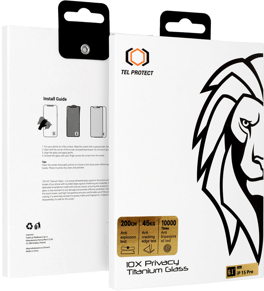 Tel Protect 10X Plus Titanium privacy-schermbeschermer voor Samsung Galaxy S25 Ultra S938, gehard glas, volledige kleeflaag
