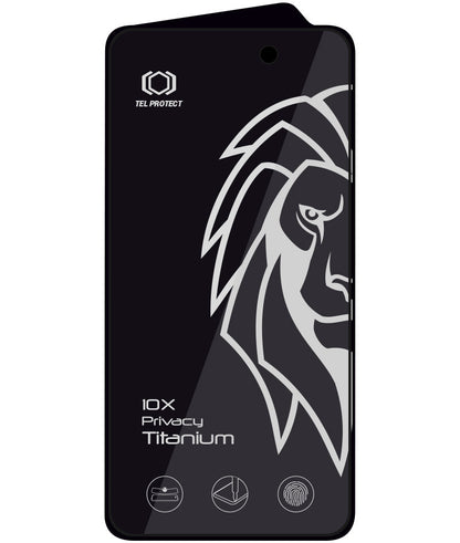 Privacy-schermbeschermer Tel Protect 10X Plus Titanium voor Apple iPhone 17 Pro Max, gehard glas, volledige kleeflaag