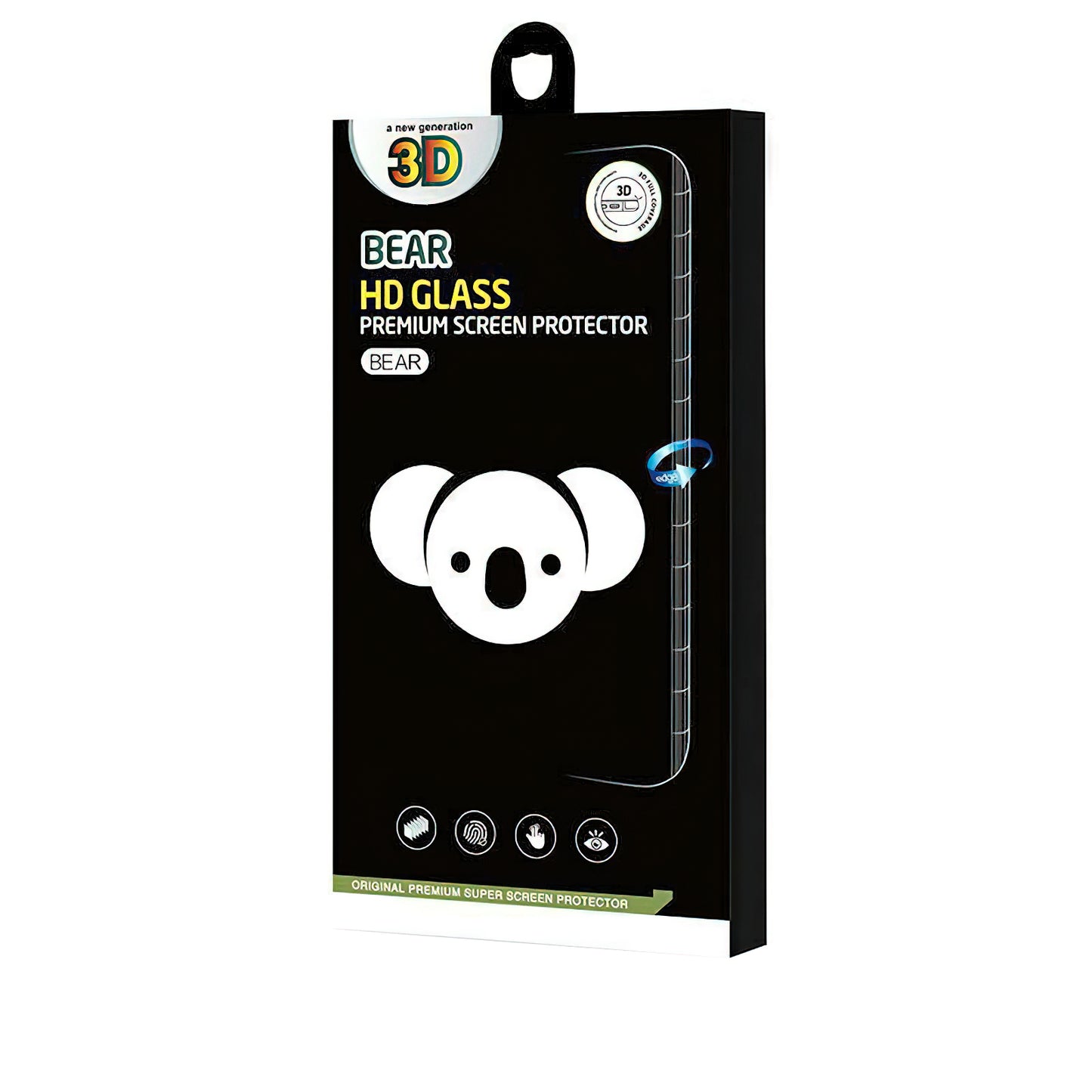 Bear HD schermbeschermfolie voor Apple iPhone 14 Pro Max, gehard glas, volledige lijm, zwart