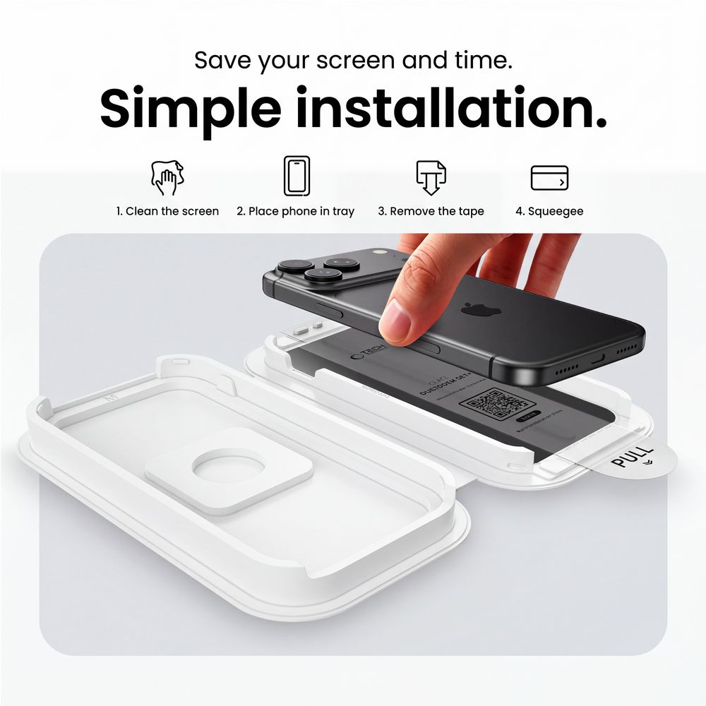 Privacy Tech-Protect OneTouch schermbeschermfolie voor Apple iPhone 18 Pro, gehard glas, volledige lijm, set van 2 stuks