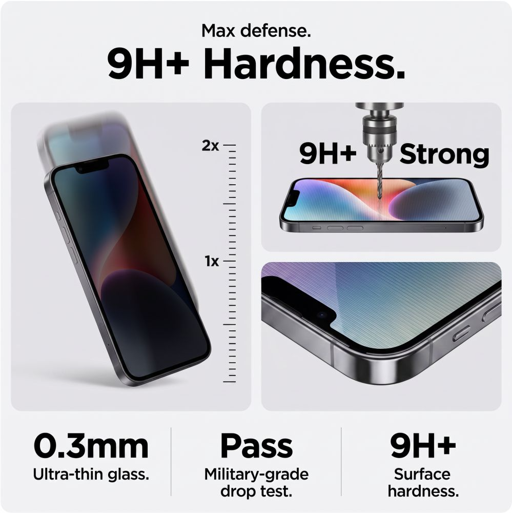 Privacy Tech-Protect OneTouch schermbeschermfolie voor Apple iPhone 18 Pro, gehard glas, volledige lijm, set van 2 stuks