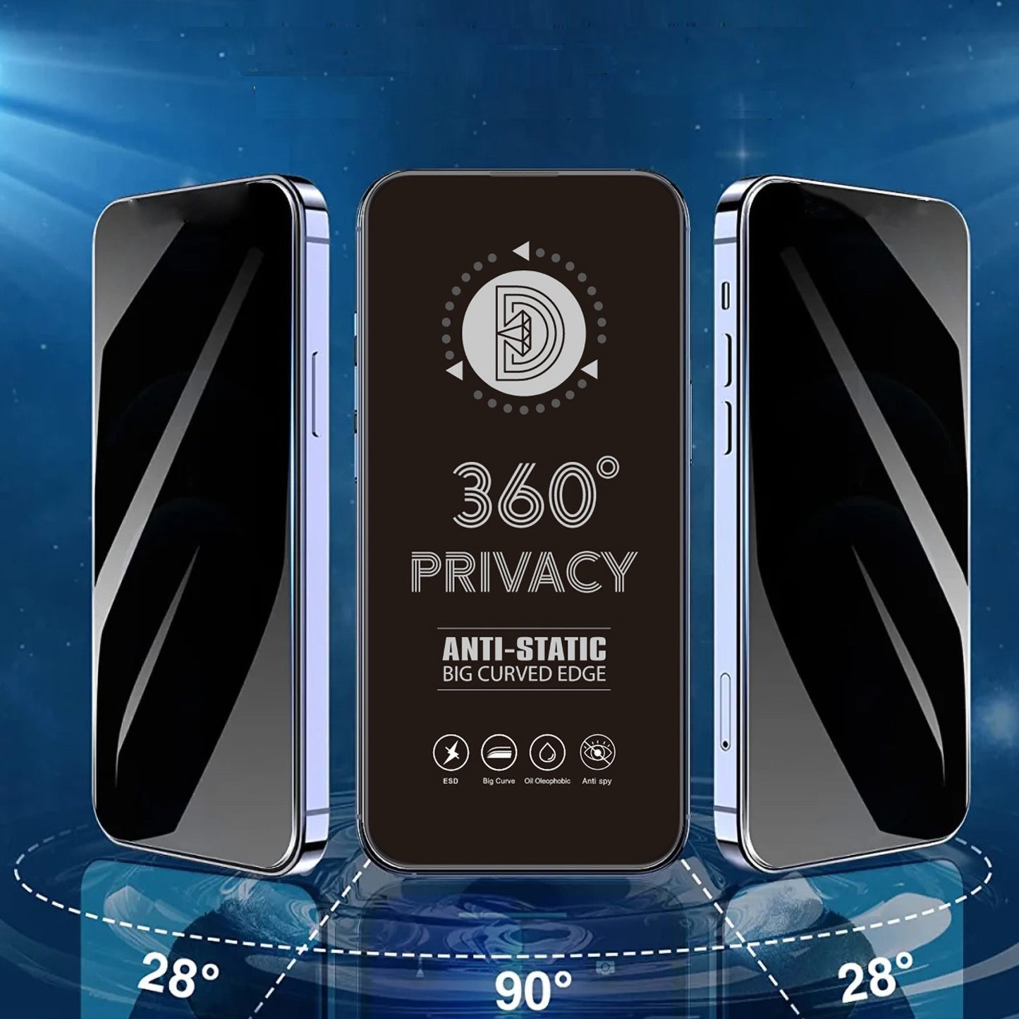 Privacy schermbeschermfolie OEM 360 voor Samsung Galaxy A37 5G, gehard glas, volledige lijm