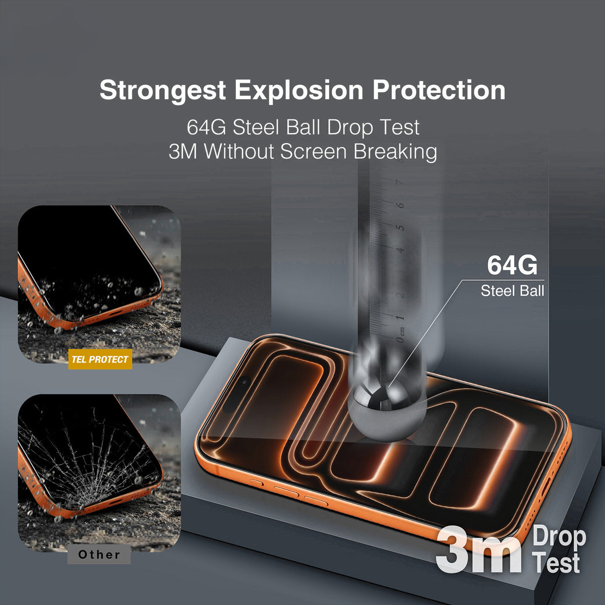 Tel Protect 10X HD DLC Diamond Coating schermbeschermer voor Apple iPhone 18 Pro / 17 Pro, gehard glas, volledige kleeflaag, zwart