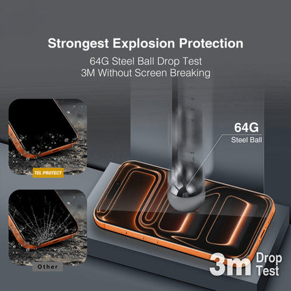 Tel Protect 10X HD DLC Diamond Coating schermbeschermer voor Apple iPhone 18 Pro / 17 Pro, gehard glas, volledige kleeflaag, zwart