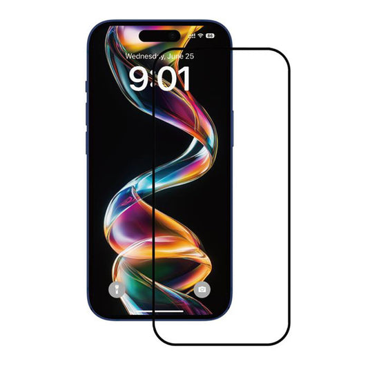 Anank 1X Versterkte Screenprotector voor Apple iPhone 16, Gehard Glas, Volledige Lijm, 2.5D, Zwart