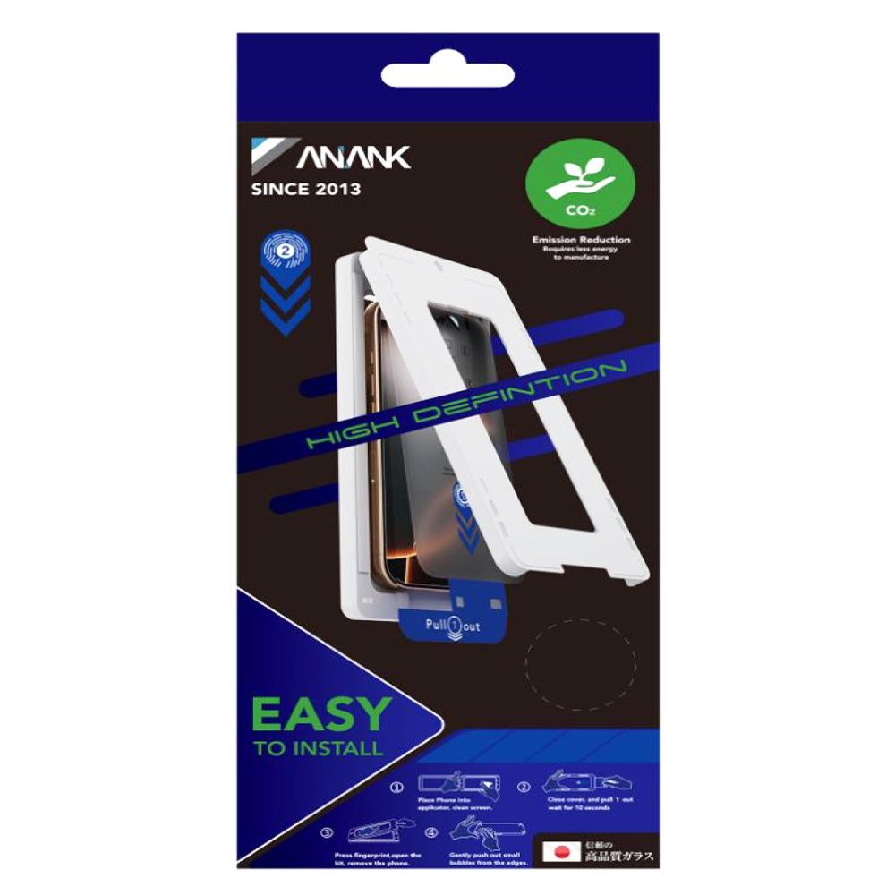 Anank 2X Versterkte Screenprotector voor Apple iPhone 16 Pro Max, Gehard Glas, Volledige Lijm, 2.5D, Zwart