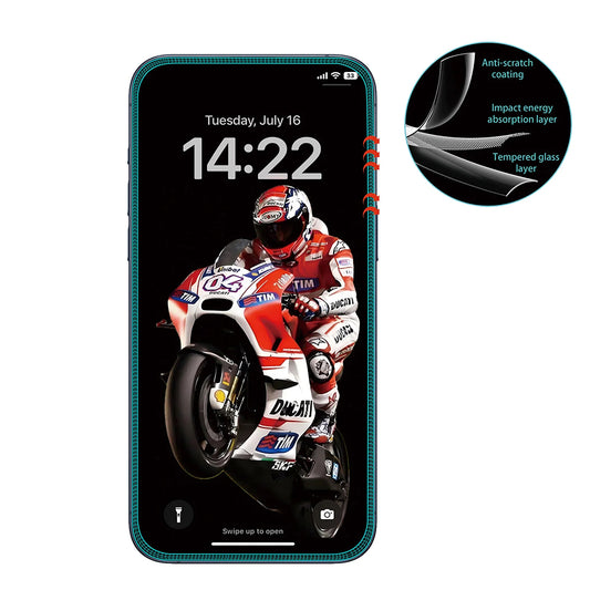 Anank 3X Versterkte Screenprotector voor Apple iPhone 16 Pro Max, Gehard Glas, Volledige Lijm, 3D, Zwart