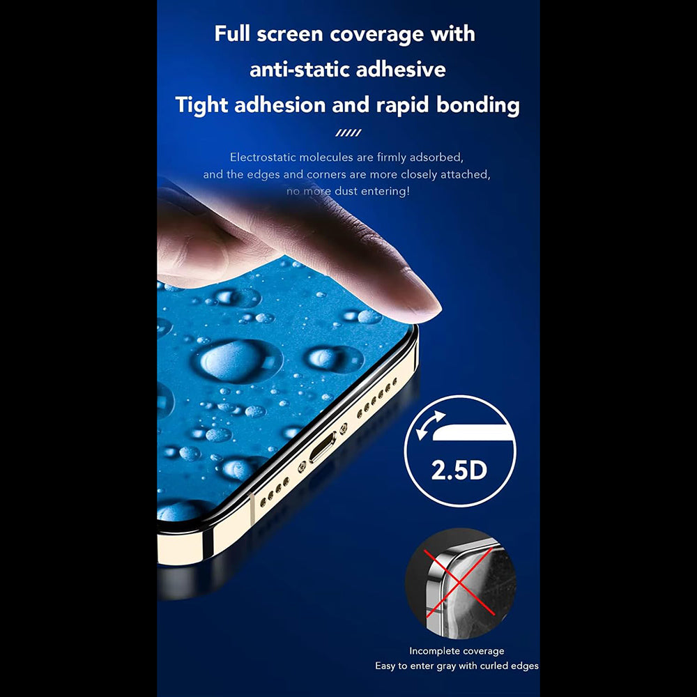 Anank 5X Versterkte CG Screen Protector voor Apple iPhone 16 Pro Max, Gehard Glas, Volledige Lijm, 2.5D, Zwart