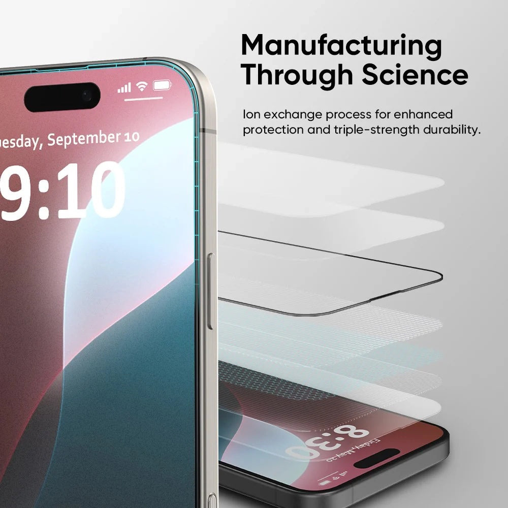 Beschermfolie Anank 5X Versterkt Onzichtbaar voor Apple iPhone 17 Air, Gehard Glas, Volledige Lijm, 3D, Zwart