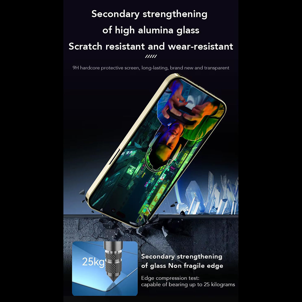 Anank Anti-Fingerprint Screen Protector voor Apple iPhone 14 Pro Max, Gehard Glas, Volledige Lijm, 2.5D, Zwart