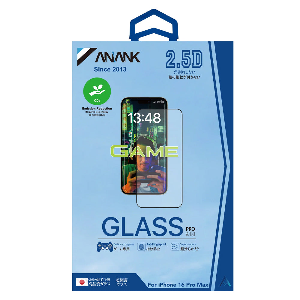 Anank Anti-Fingerprint Screen Protector voor Apple iPhone 14 Pro Max, Gehard Glas, Volledige Lijm, 2.5D, Zwart