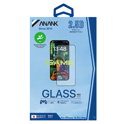 Anank Anti-Fingerprint Screen Protector Film for Apple iPhone 14 Pro, Tempered Glass, Full Glue, 2.5D, Black