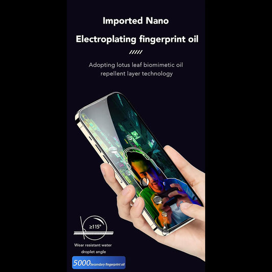 Anank Anti-Fingerprint schermbeschermfolie voor Apple iPhone 17e / 16e / 14 / 13 Pro, gehard glas, volledige lijm, 2.5D, zwart