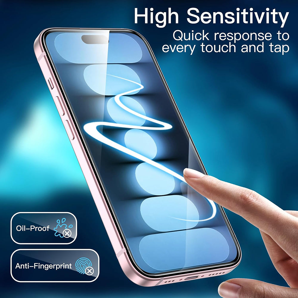 Anank schermbeschermfolie voor Apple iPhone 15 Pro Max, gehard glas, volledige lijm, 3D, set van 10 stuks