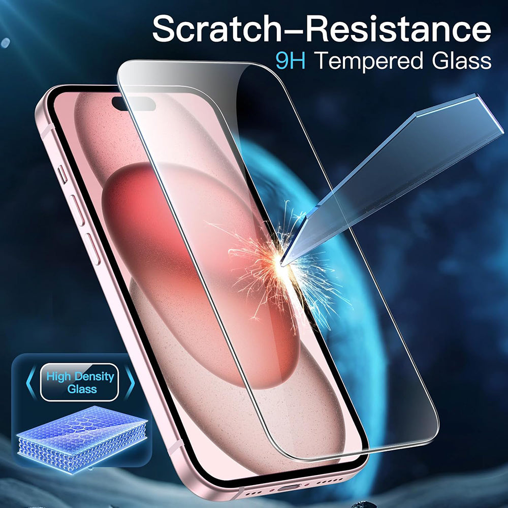 Anank schermbeschermfolie voor Apple iPhone 15, gehard glas, volledige lijm, 3D, set van 10 stuks