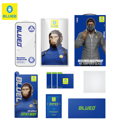 Blueo Anti-Dust HD schermbeschermfolie voor Apple iPhone 12 / 12 Pro, gehard glas, volledige lijm, zwart