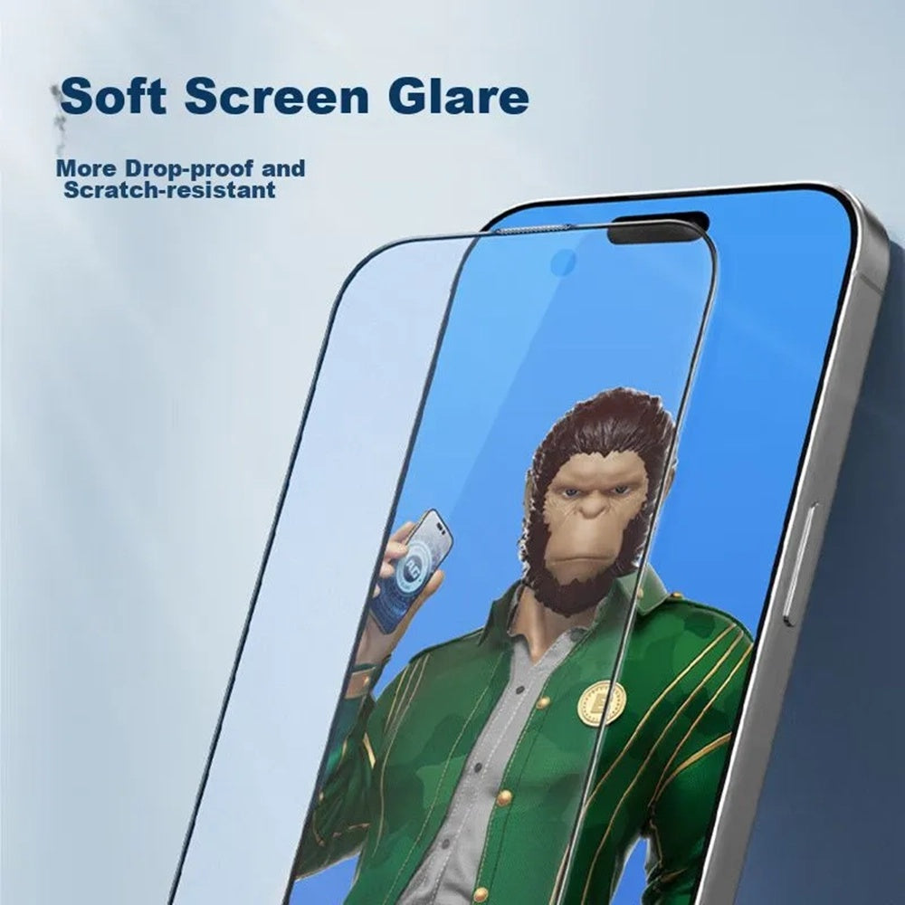 Blueo Anti-Glare Screen Protector Film for Apple iPhone 12 / 12 Pro, Tempered Glass, Full Glue, Black